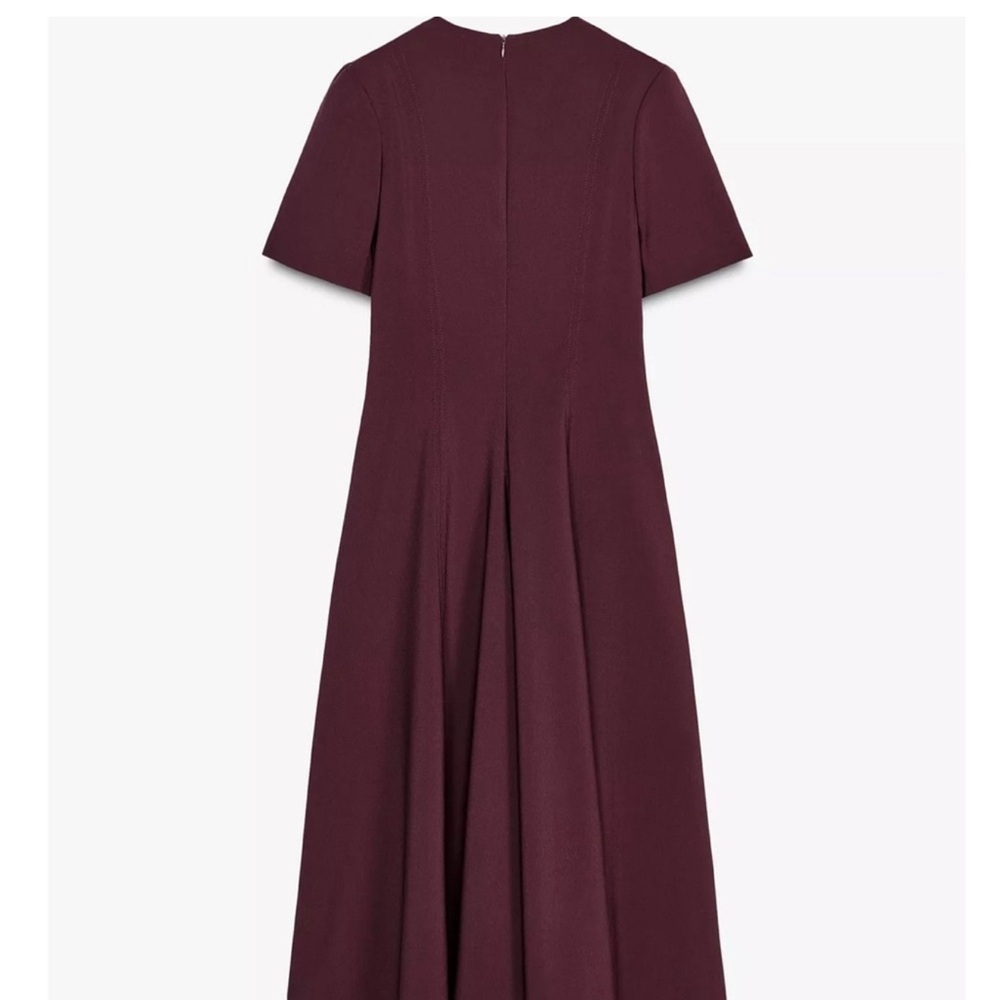 Zara Godet Burgundy Midi Dress